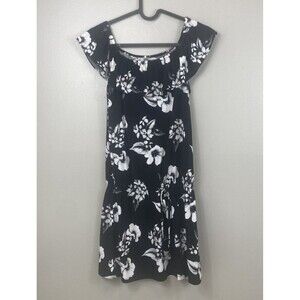 White House Black Market Women's Floral Black Dress Size XXS